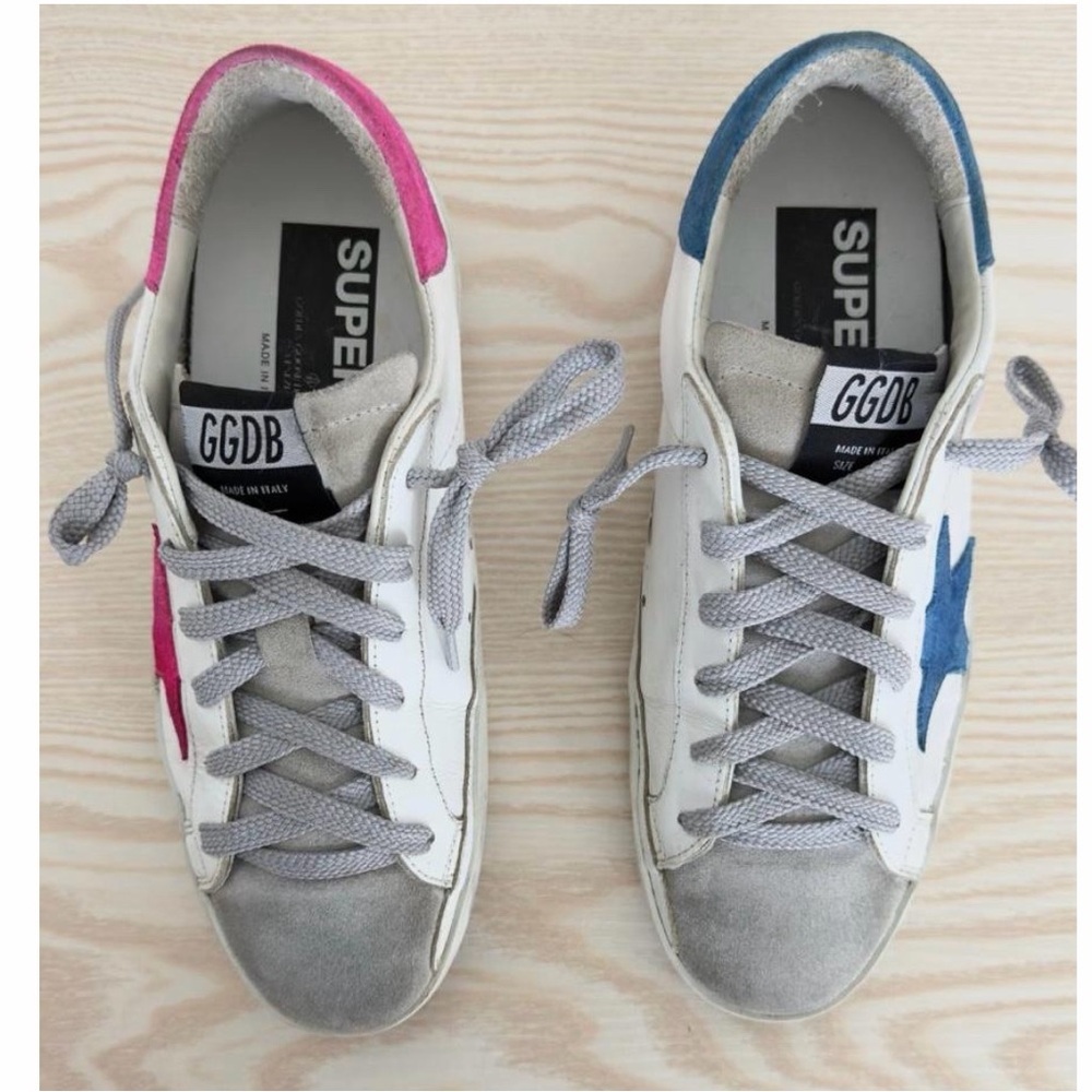 Golden Goose Women’s Superstar Limited Edition Mismatched Sneakers Blue Pink 7 - Picture 4 of 15